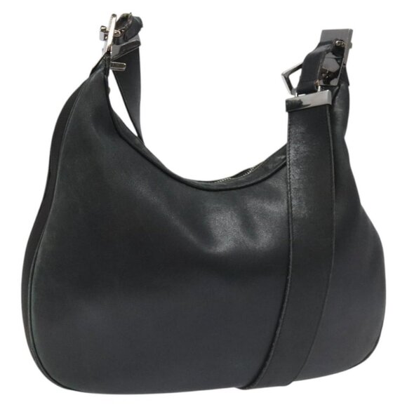 GUCCI Shoulder Bag Leather Black Silver 001 3315 Auth 115752 - Picture 1 of 16